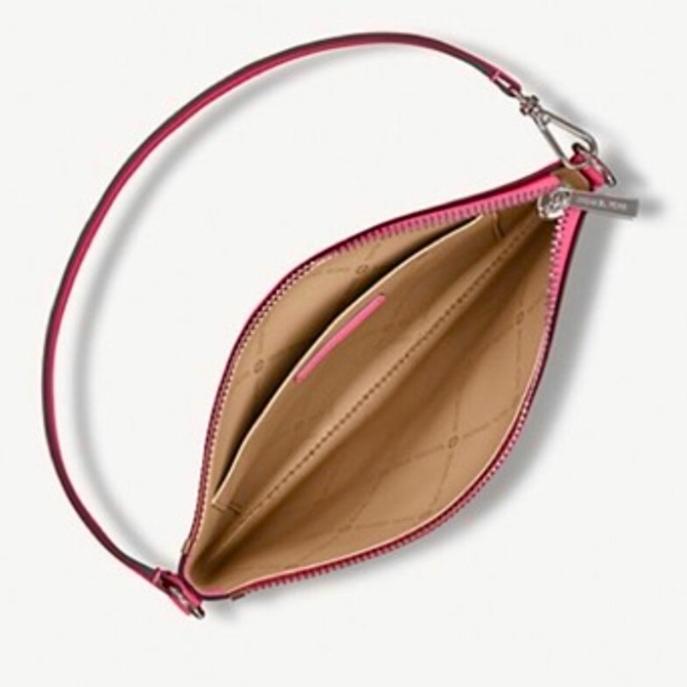 🌺 MICHAEL KORS Jet Set Small Pebbled
Leather Convertible Wristlet NWT - Hibiscus - Picture 5 of 11
